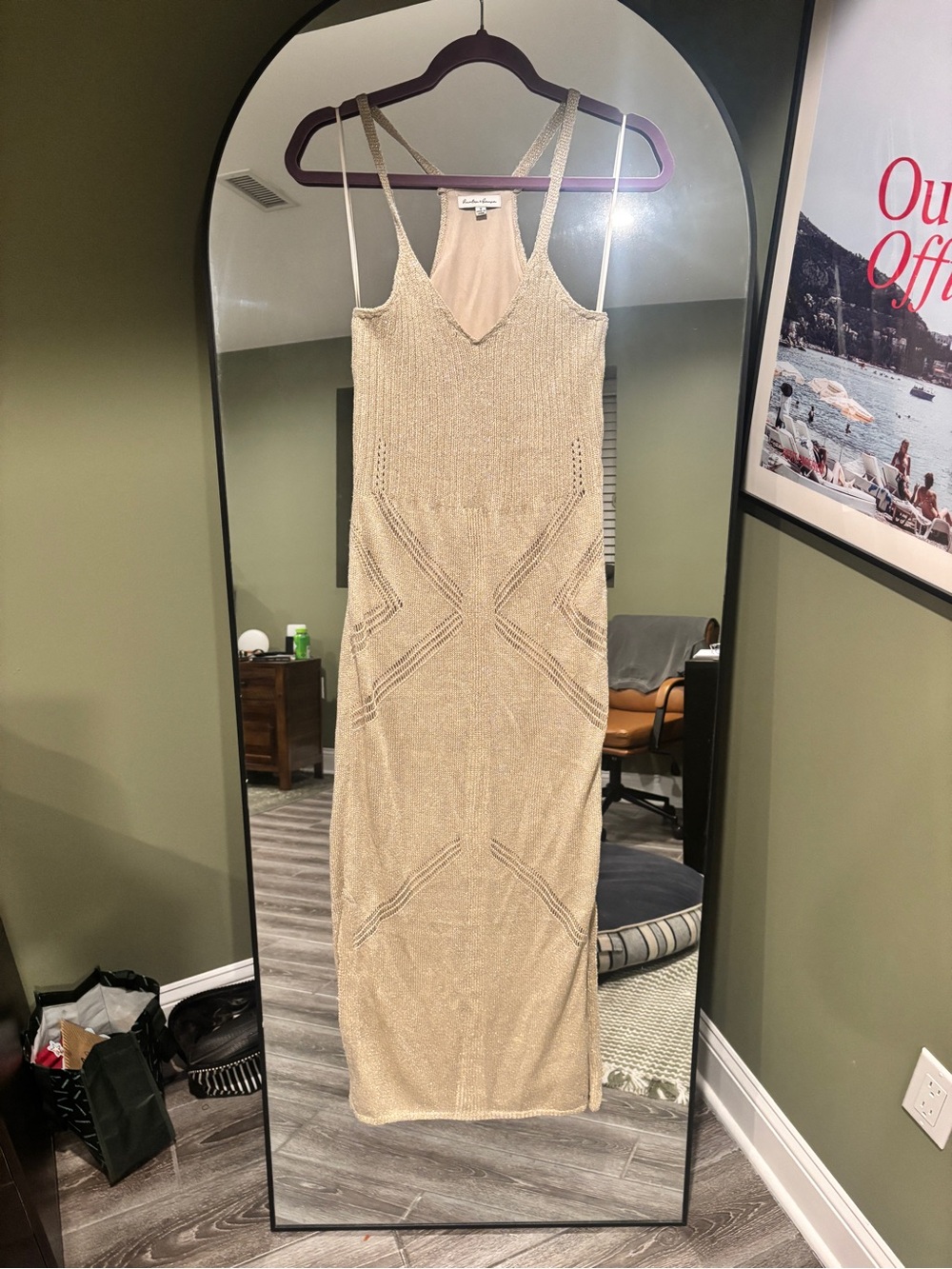 Tan sparkle Knit Maxi Dress